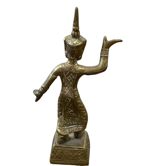 Handcrafted Brass Thai Dancer Statue - Small Decorative Figurine - Picture 3 of 6